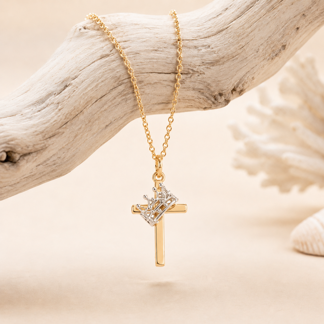Gold Bayou Blessings Cross Necklace