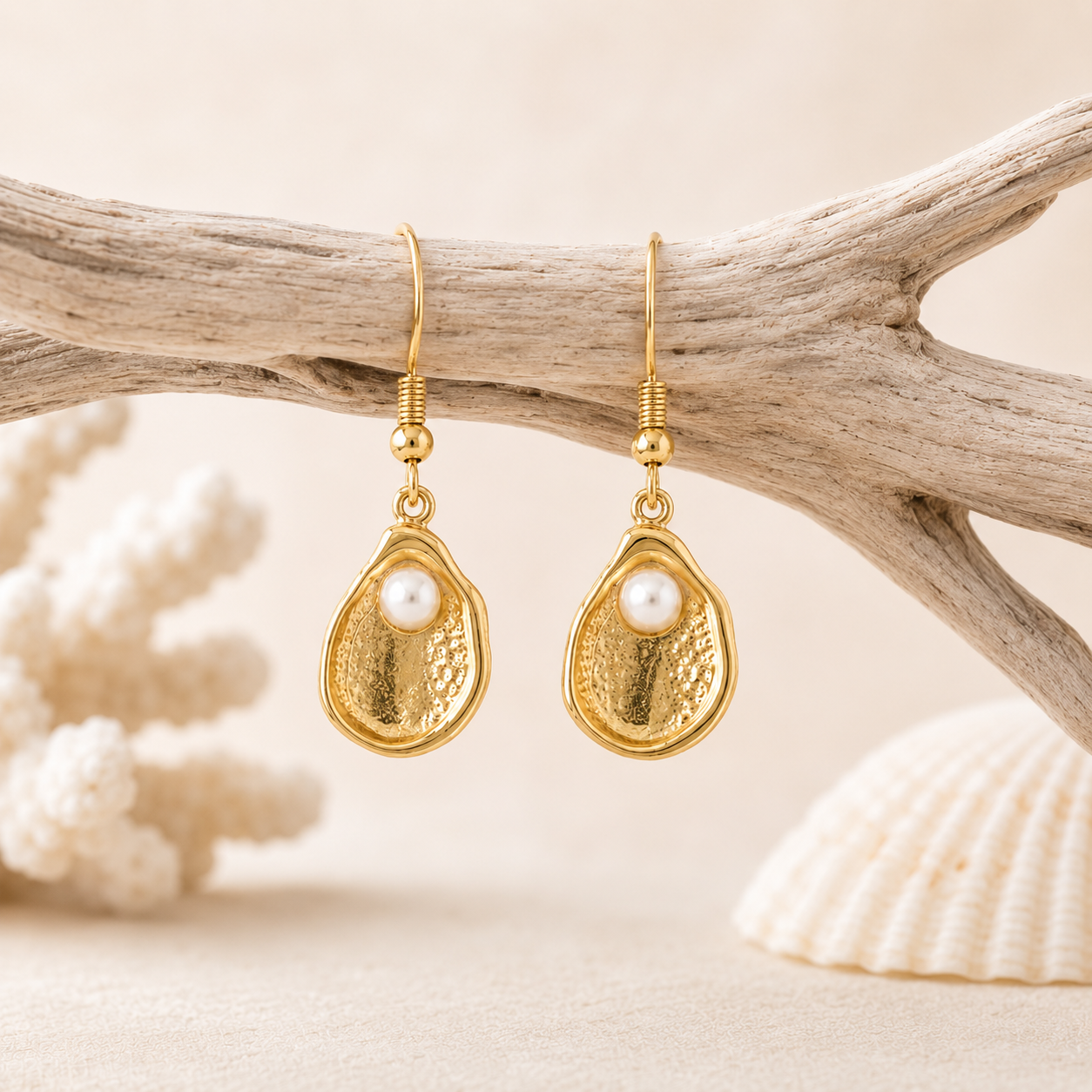 Oyster Pearl Drop Earrings
