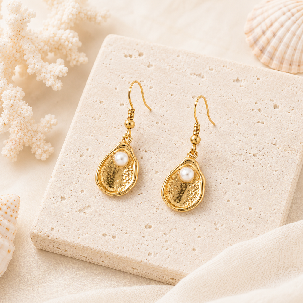 Oyster Pearl Drop Earrings