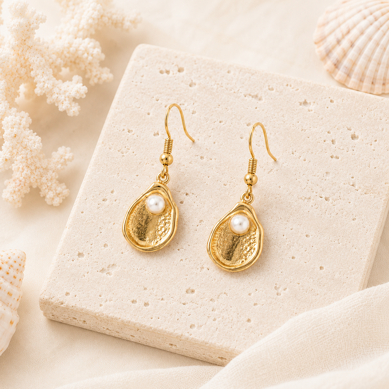 Oyster Pearl Drop Earrings
