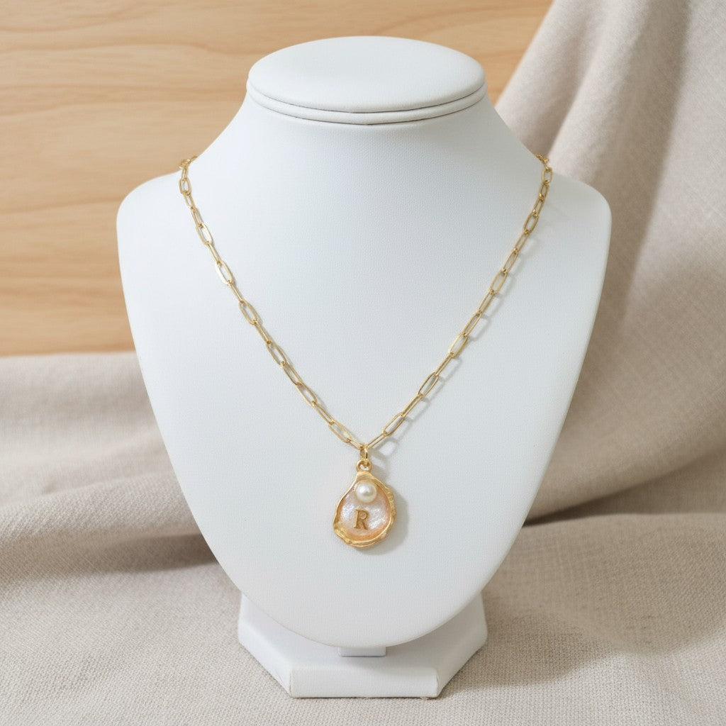Custom Oyster Initial Neckace