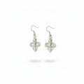 Silver fleur de lis dangle earrings with stainless steel hooks, Louisiana inspired jewelry